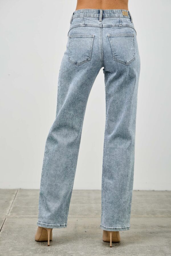 Mid-Rise Straight Jeans with Piping Detail