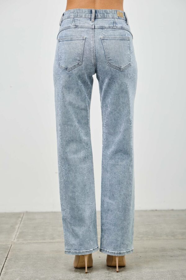 Mid-Rise Straight Jeans with Piping Detail