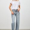 Mid-Rise Straight Jeans with Piping Detail