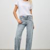 Mid-Rise Straight Jeans with Piping Detail