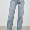 Mid-Rise Straight Jeans with Piping Detail