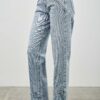 Mid-Rise Straight Jeans with Piping Detail