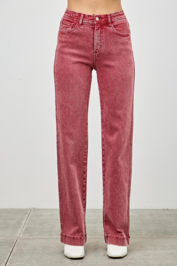 High-Rise Slim Wide Straight Jeans – Ankle-Length