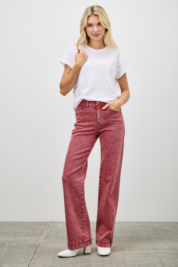 High-Rise Slim Wide Straight Jeans – Ankle-Length