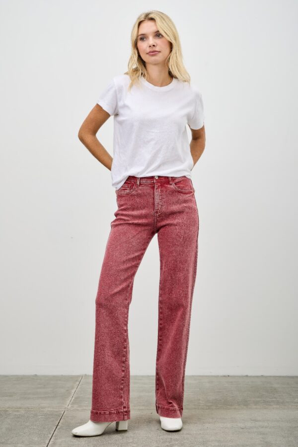 High-Rise Slim Wide Straight Jeans – Ankle-Length