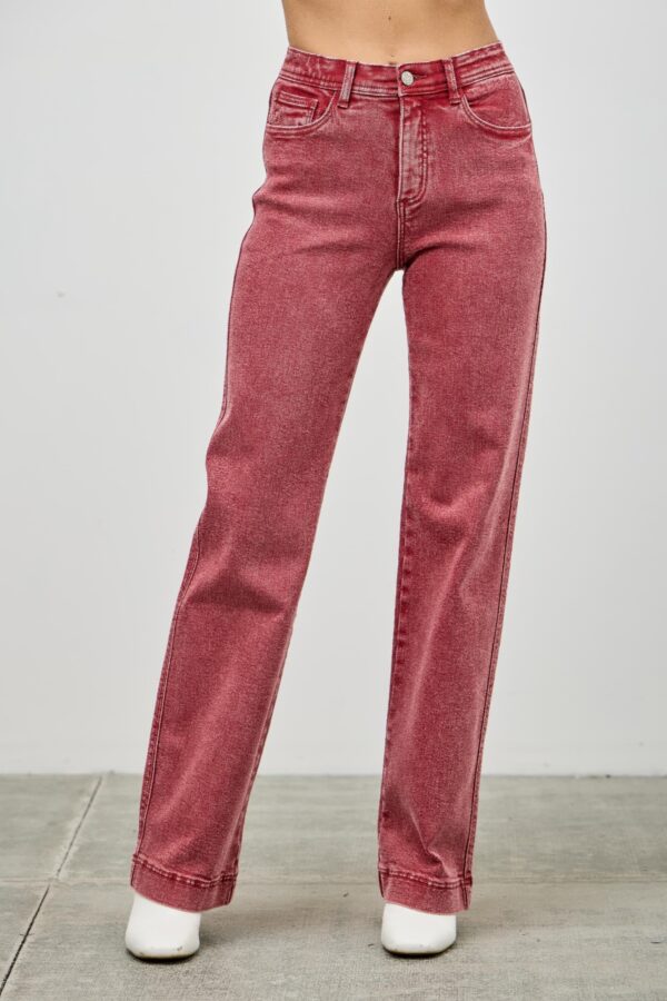 High-Rise Slim Wide Straight Jeans – Ankle-Length