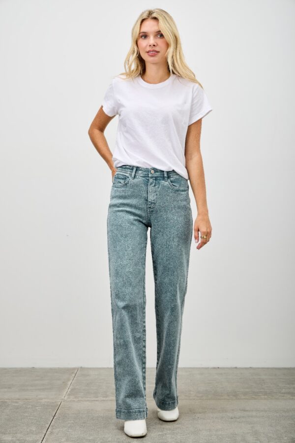 High Rise Slim Wide Straight Jeans – Ankle-Length Hem