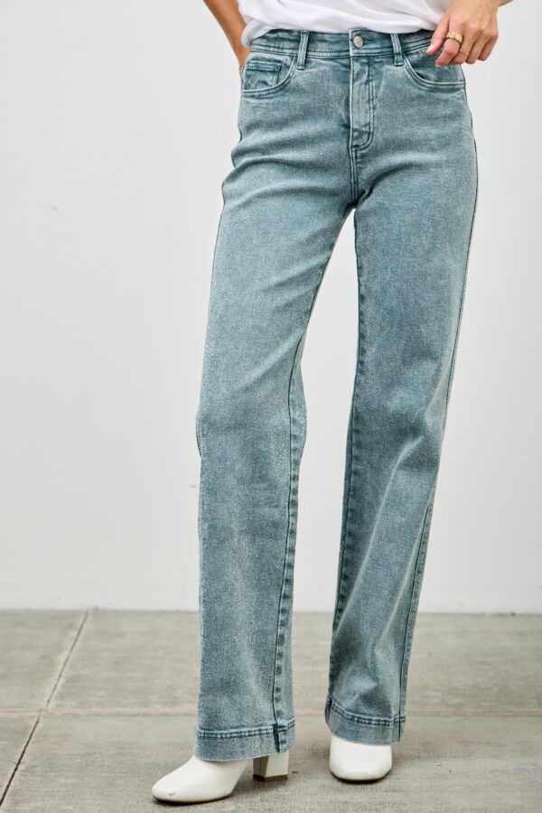 High Rise Slim Wide Straight Jeans – Ankle-Length Hem