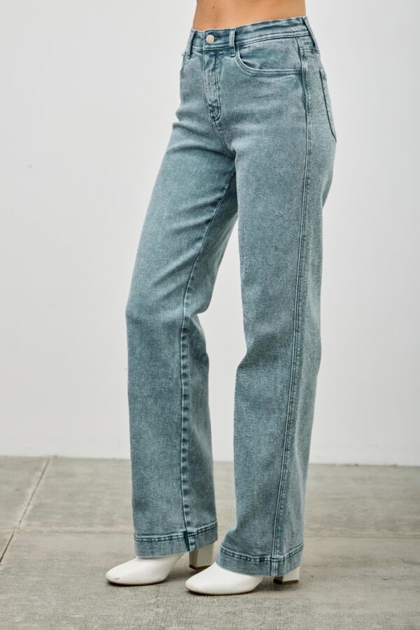 High Rise Slim Wide Straight Jeans – Ankle-Length Hem