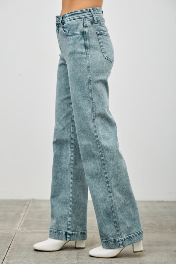 High Rise Slim Wide Straight Jeans – Ankle-Length Hem