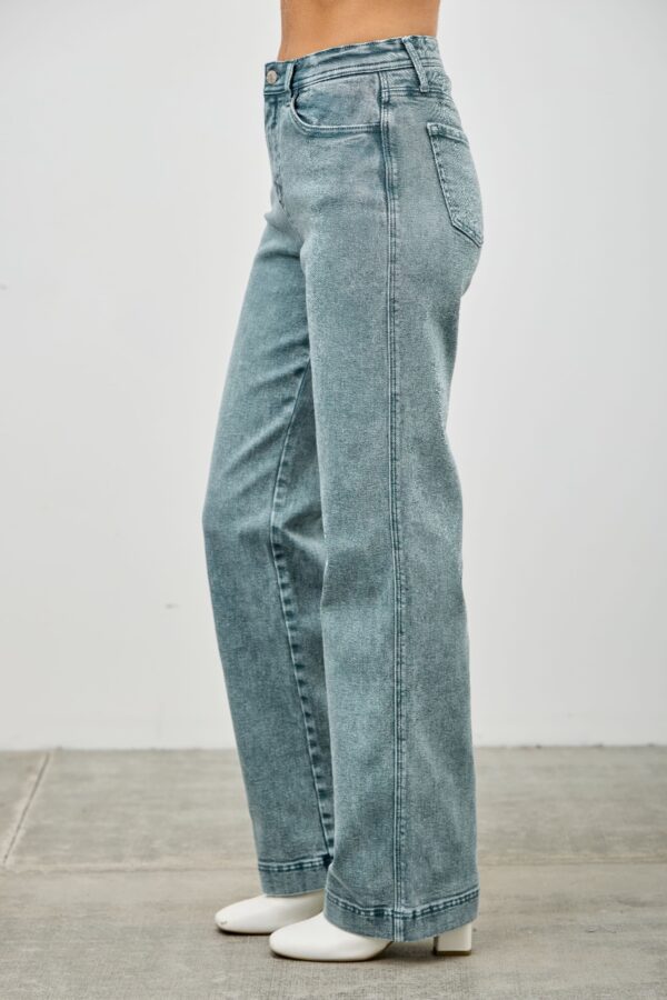 High Rise Slim Wide Straight Jeans – Ankle-Length Hem
