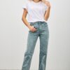 High Rise Slim Wide Straight Jeans – Ankle-Length Hem