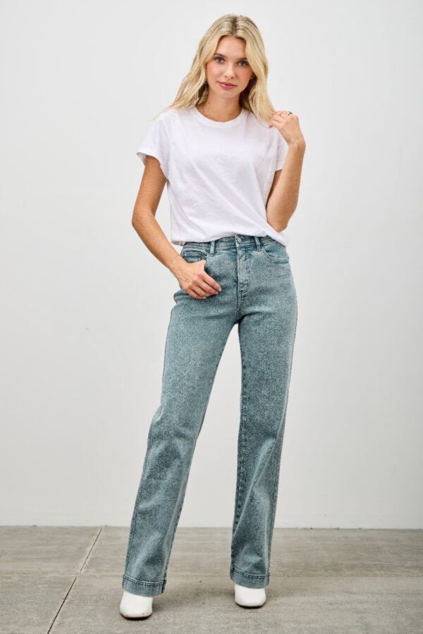 High Rise Slim Wide Straight Jeans – Ankle-Length Hem