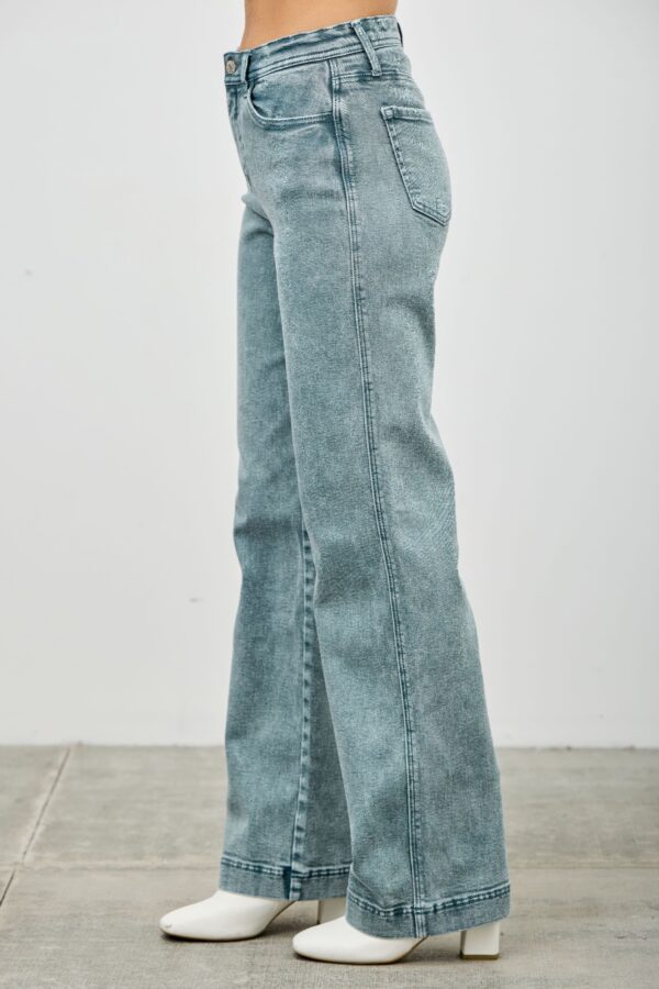High Rise Slim Wide Straight Jeans – Ankle-Length Hem