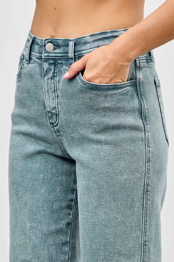 High Rise Slim Wide Straight Jeans – Ankle-Length Hem