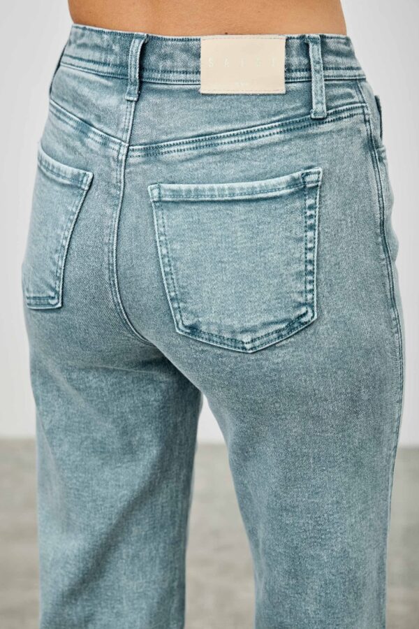 High Rise Slim Wide Straight Jeans – Ankle-Length Hem