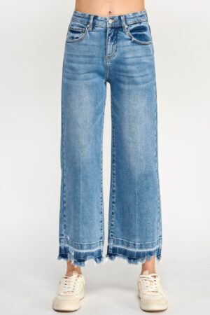 High-Rise Tummy Control Crop Wide-Leg Jeans – Released Hem
