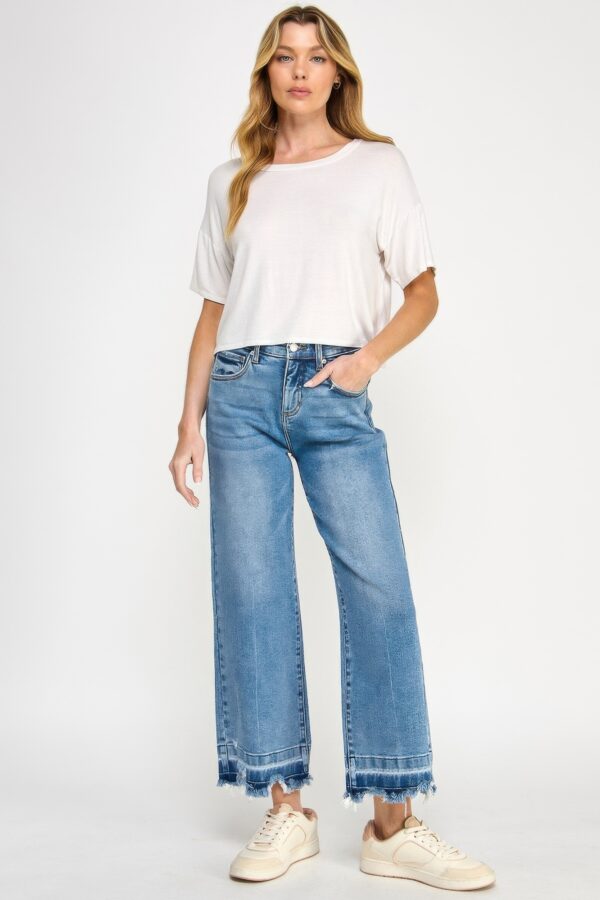 High-Rise Tummy Control Crop Wide-Leg Jeans – Released Hem