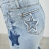High-Rise Dad Jeans with Star & Heart Patches