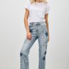 High-Rise Dad Jeans with Star & Heart Patches