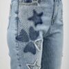 High-Rise Dad Jeans with Star & Heart Patches
