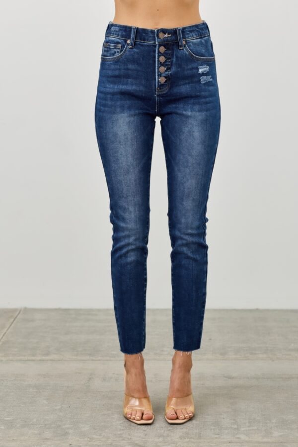 High-Rise Ankle Skinny Jeans with Button Fly