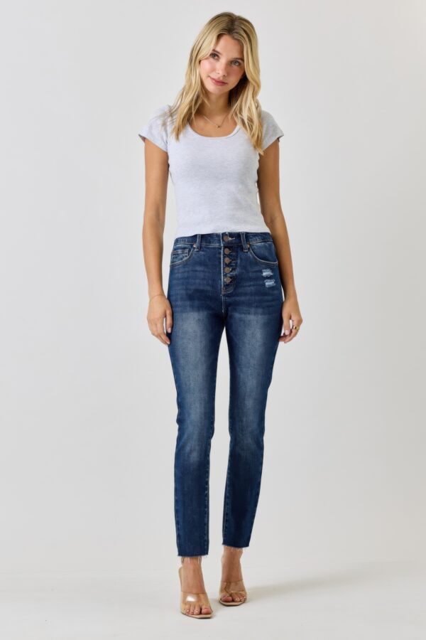 High-Rise Ankle Skinny Jeans with Button Fly