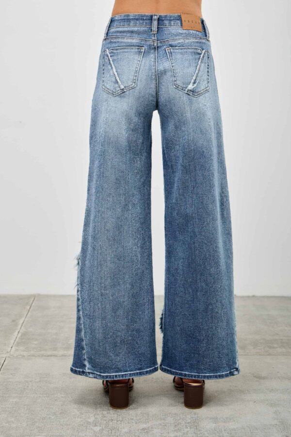 Mid-Rise Wide-Leg Jeans with Frayed Seams
