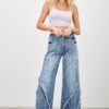 Mid-Rise Wide-Leg Jeans with Frayed Seams