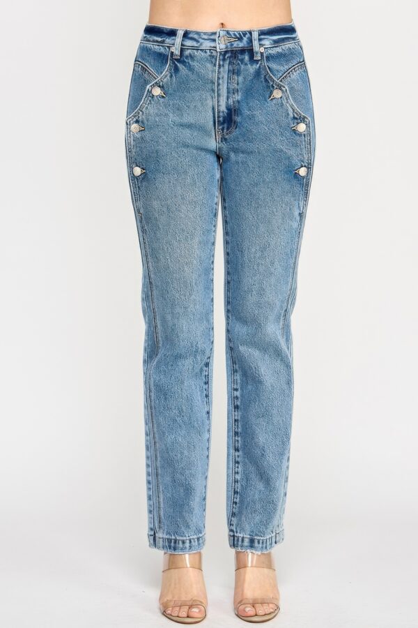 High-Rise Dad Jeans with Scalloped Pocket
