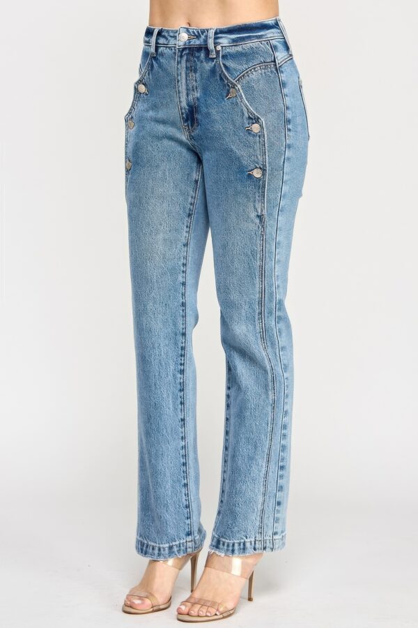High-Rise Dad Jeans with Scalloped Pocket