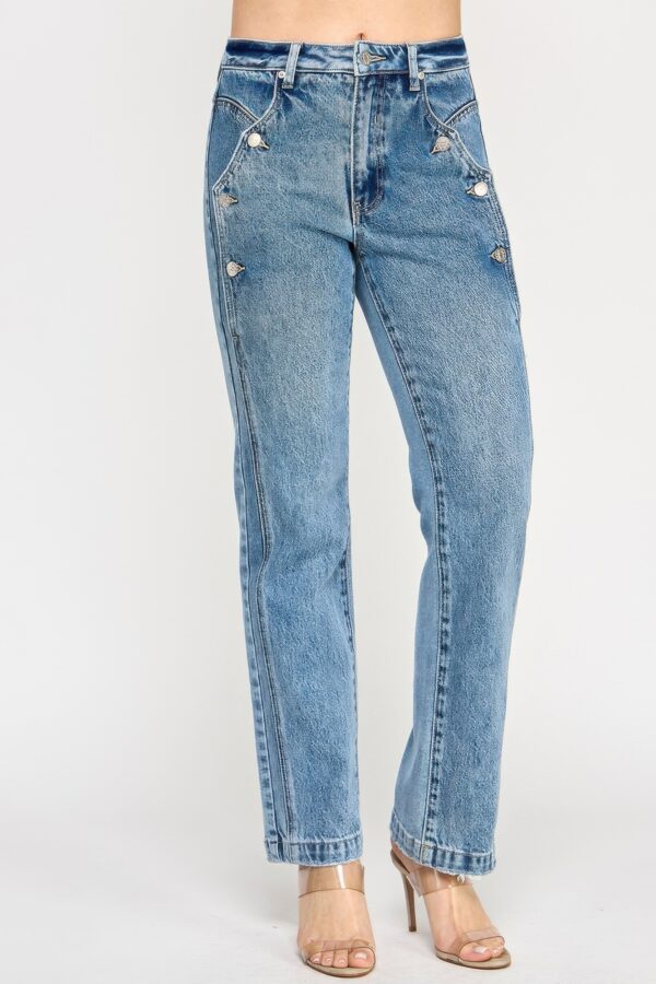 High-Rise Dad Jeans with Scalloped Pocket