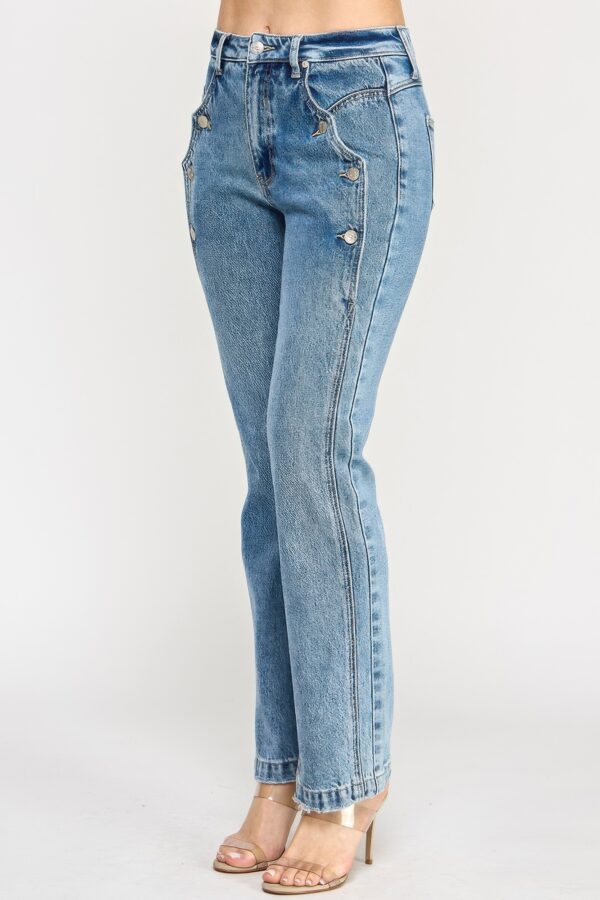 High-Rise Dad Jeans with Scalloped Pocket