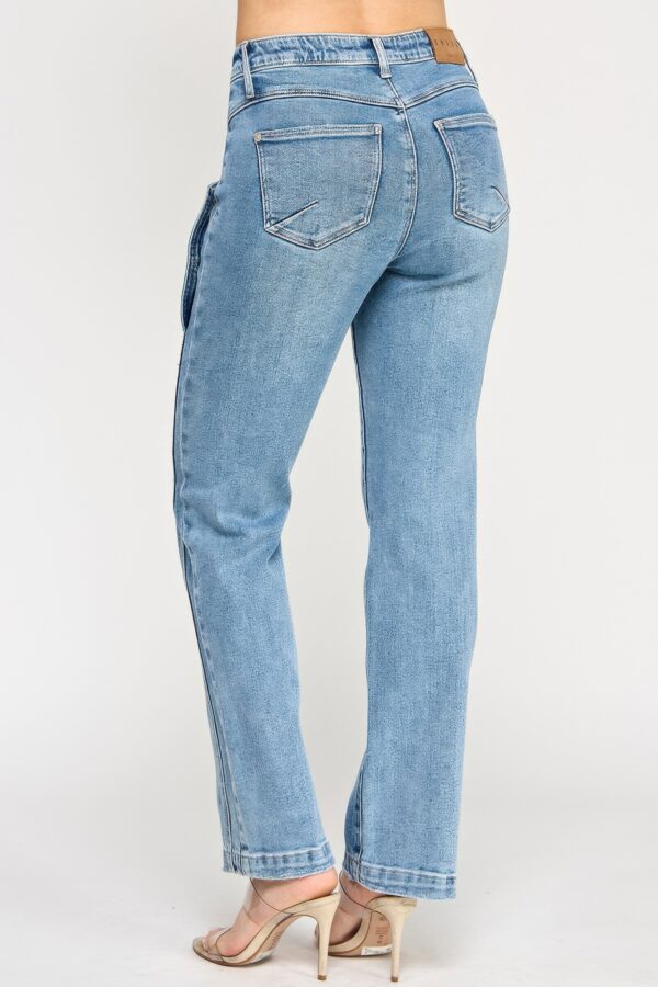 High-Rise Dad Jeans with Scalloped Pocket