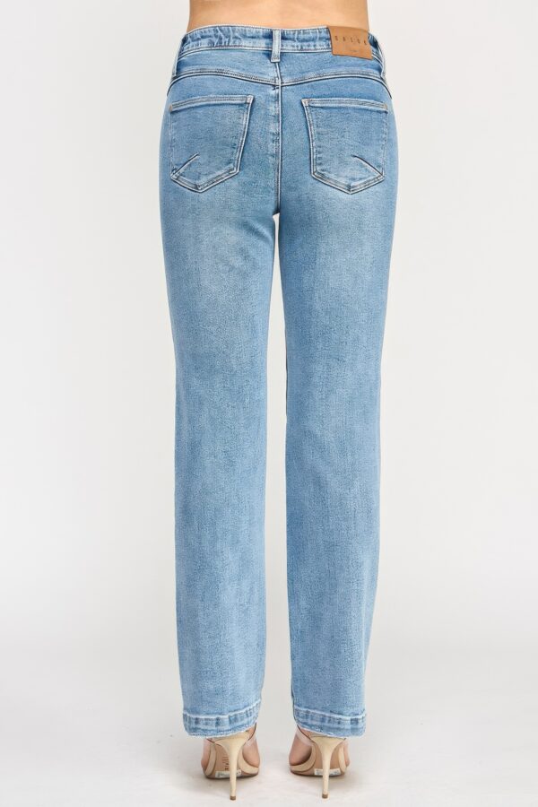 High-Rise Dad Jeans with Scalloped Pocket