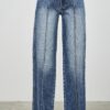 Mid-Rise Straight Jeans with Pintuck