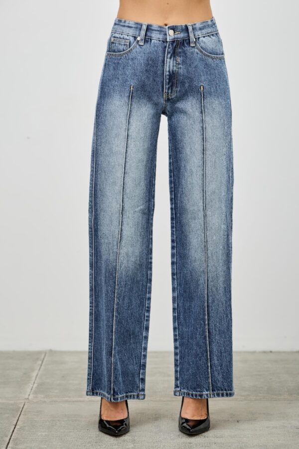 Mid-Rise Straight Jeans with Pintuck