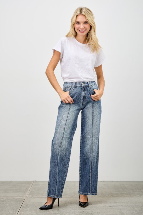 Mid-Rise Straight Jeans with Pintuck