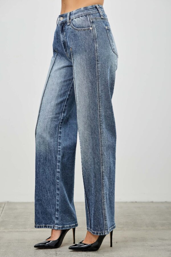 Mid-Rise Straight Jeans with Pintuck
