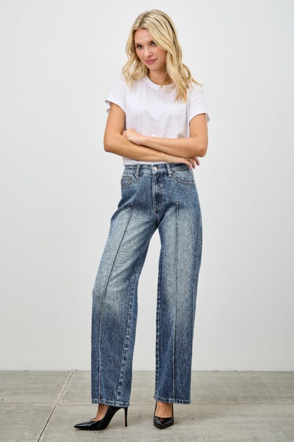 Mid-Rise Straight Jeans with Pintuck