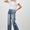 Mid-Rise Straight Jeans with Pintuck