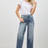Mid-Rise Straight Jeans with Pintuck