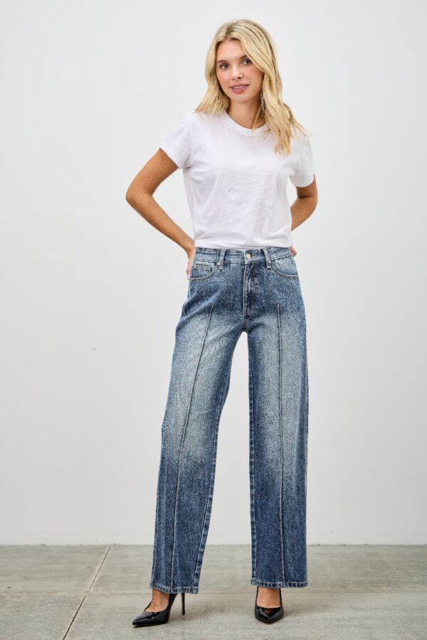 Mid-Rise Straight Jeans with Pintuck