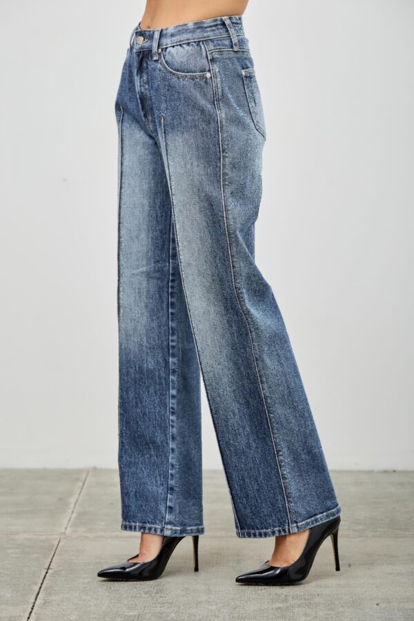 Mid-Rise Straight Jeans with Pintuck