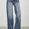 Mid-Rise Straight Jeans with Pintuck