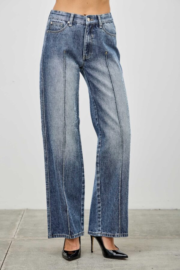 Mid-Rise Straight Jeans with Pintuck