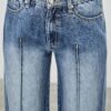 Mid-Rise Straight Jeans with Pintuck