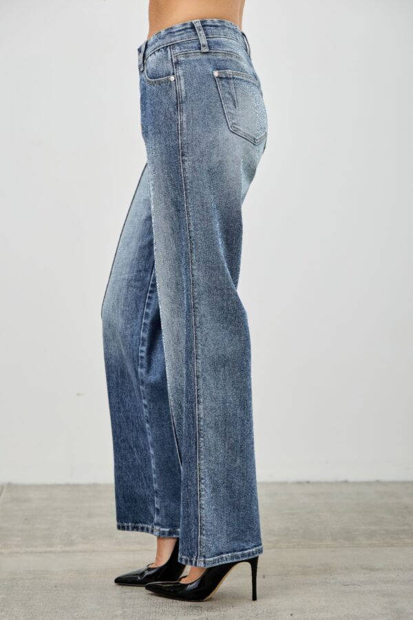Mid-Rise Straight Jeans with Pintuck