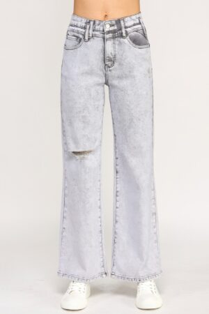 High-Rise Wide-Leg Jeans – Acid Grey Wash