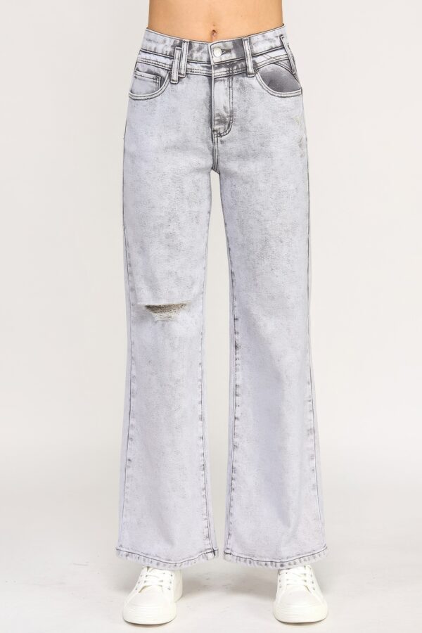 High-Rise Wide-Leg Jeans – Acid Grey Wash